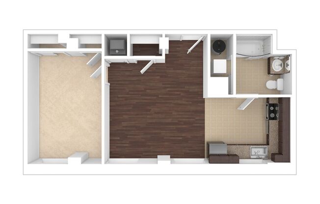 1 bed, 1 bath, 599 sqft, $2,645, Unit H-711