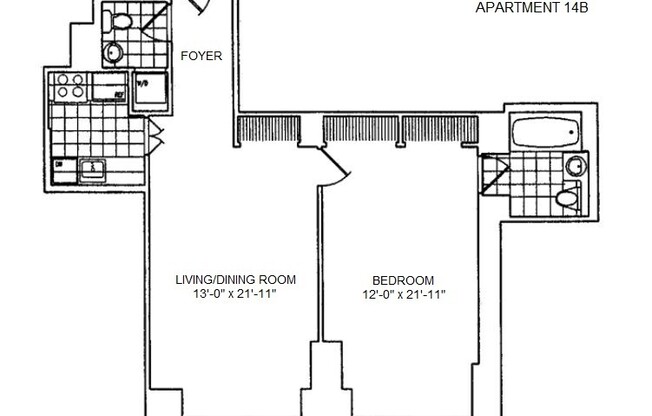 1 bed, 1.5 baths, 895 sqft, $6,300, Unit 14B