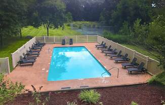 View of Green space and pool at Silvertree Apartments