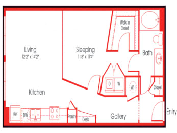 1 bed, 1 bath, 702 sqft, $1,840