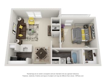 1 bed, 1 bath, 619 sqft, $1,070