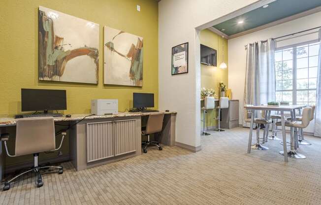 Apartments in Houston, TX for Rent – Gramercy Park -  business center with two desks and computers