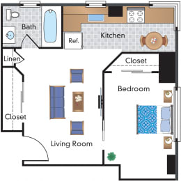 1 bed, 1 bath, 456 sqft, $2,199