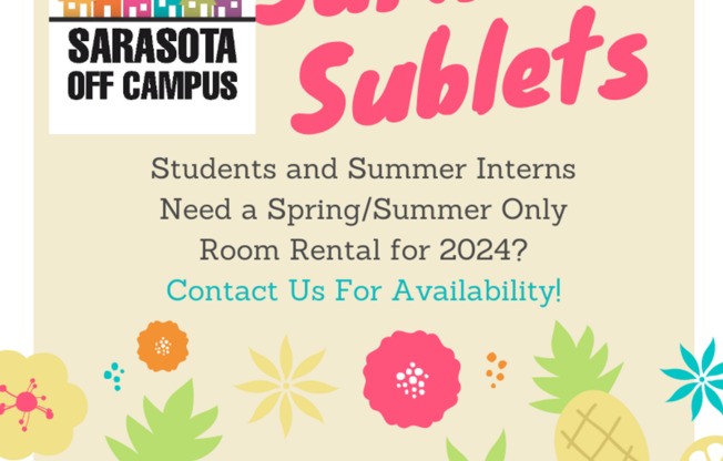 Summer Sublet Housing Options for Students and Interns---Several Available--Rent Negotiable!