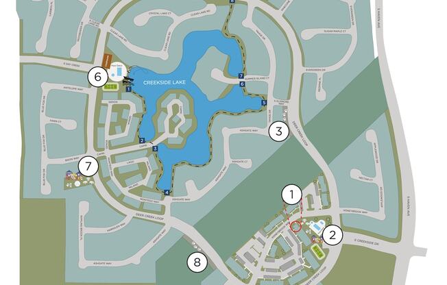 A map of the Creekside West Hoa Amenities.