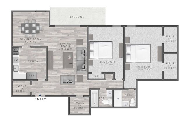 2 beds, 2 baths, 1,195 sqft, $2,215