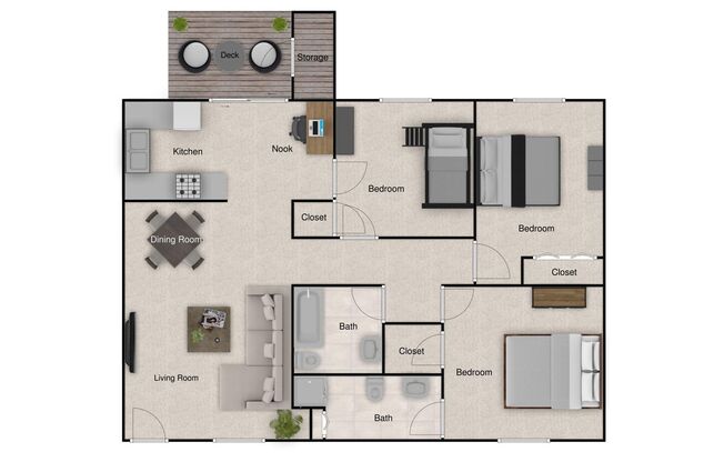 3 beds, 2 baths, 1,400 sqft, $1,425, Unit 736-C