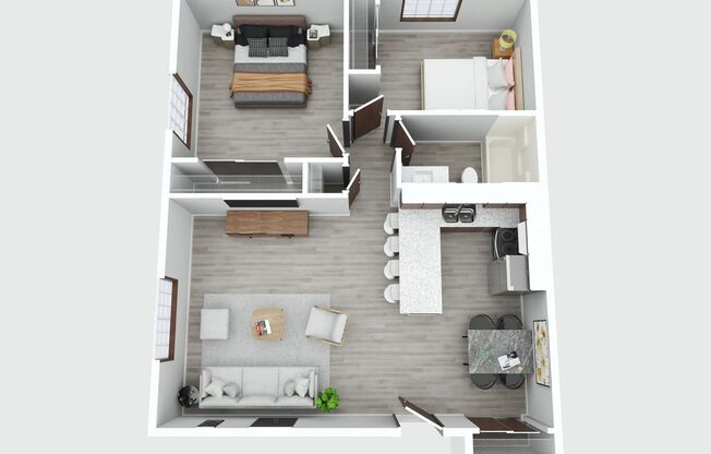 2 beds, 1 bath, 725 sqft, $1,099, Unit D202