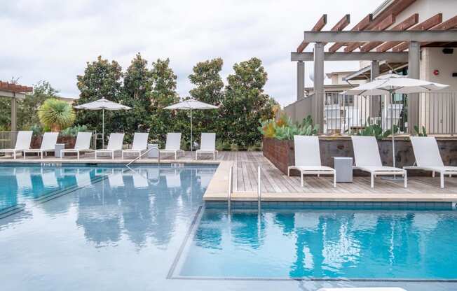 the resort-inspired swimming pool at Berkshire Santal apartments