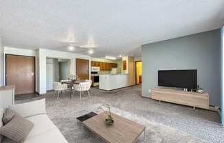 a living room with a couch and a tv