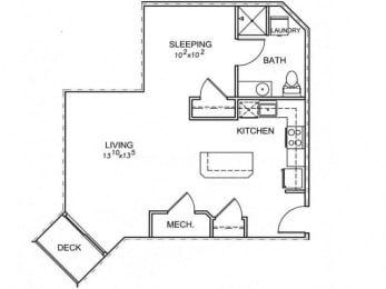 Studio, 1 bath, 633 sqft, $1,320