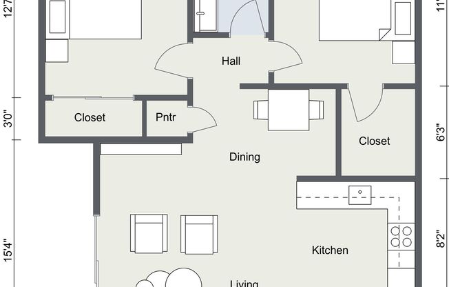 2 beds, 1 bath, 850 sqft, $2,895, Unit 201