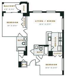 2 beds, 2 baths, 1,057 sqft, $4,283