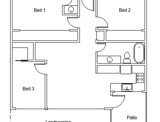 3 beds, 1 bath, 975 sqft, $3,350, Unit 17