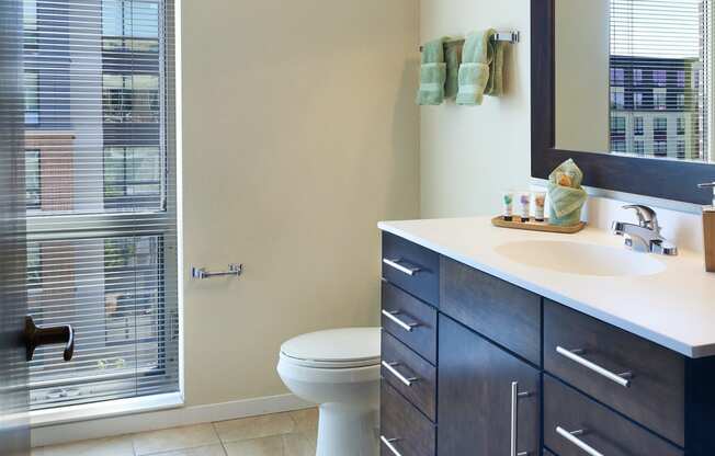 a bathroom with a toilet and a sink and a mirror