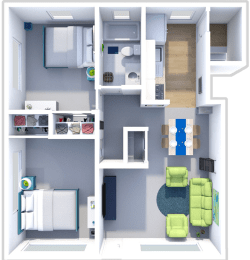 a floor plan of a 1 bedroom apartment