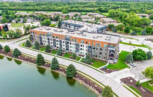 A luxury apartment building with views of the Wilderness Ridge golf course in the Wilderness Ridge neighborhood in Lincoln, NE.