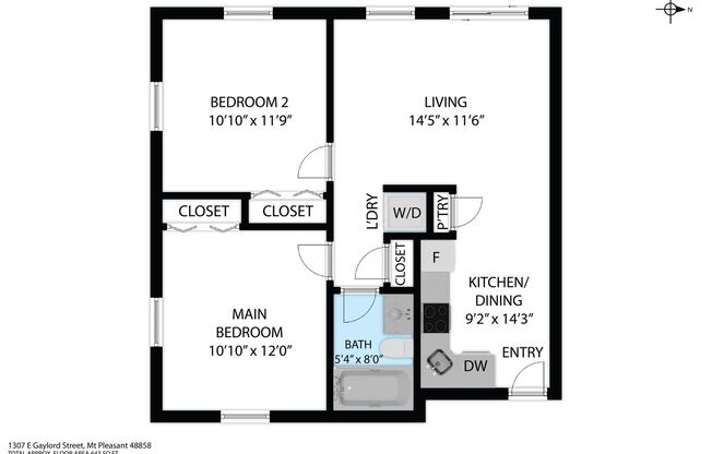 2 beds, 1 bath, 643 sqft, $1,350, Unit 1307 E Gaylord 2BR 1BA