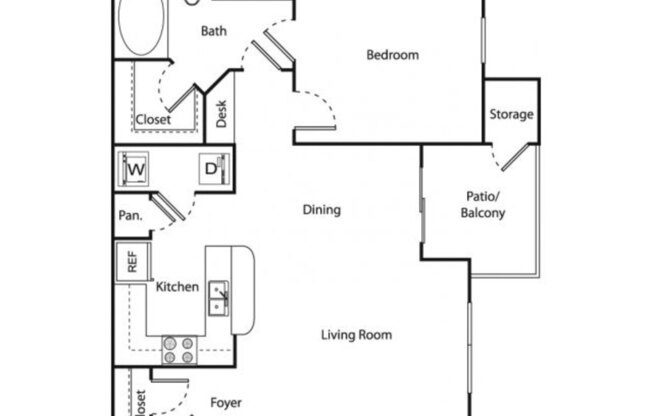 1 bed, 1 bath, 752 sqft, $1,460