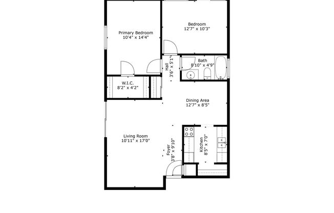 2 beds, 1 bath, 878 sqft, $1,349, Unit 4613-06