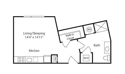 Studio, 1 bath, 466 sqft, $3,326