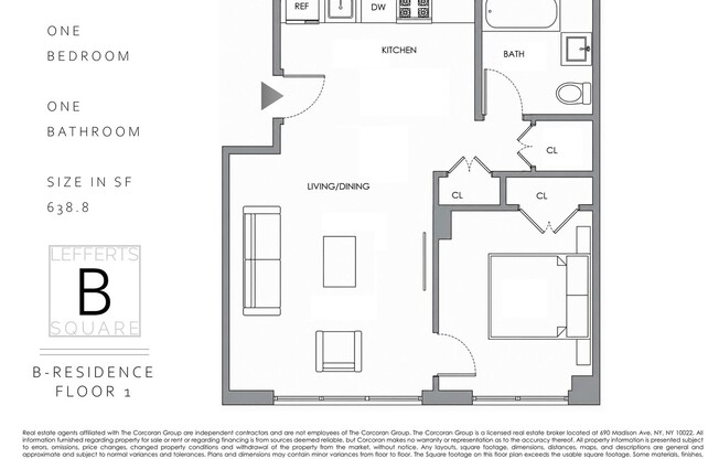 1 bed, 1 bath, $2,654, Unit 1B