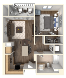 1 bed, 1 bath, 605 sqft, $3,262