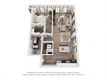1 bed, 1 bath, 746 sqft, $1,535
