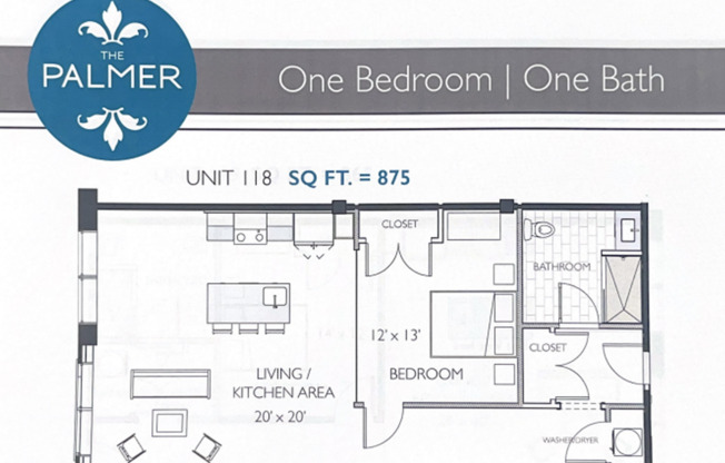 1 bed, 1 bath, 764 sqft, $1,663, Unit 118