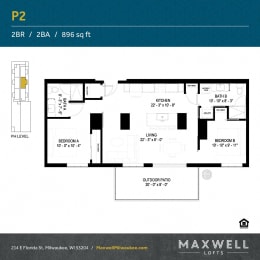 2 beds, 2 baths, 979 sqft, $2,208