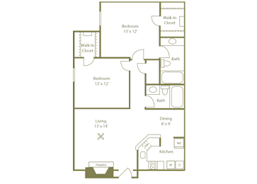 2 beds, 2 baths, 972 sqft, $1,547