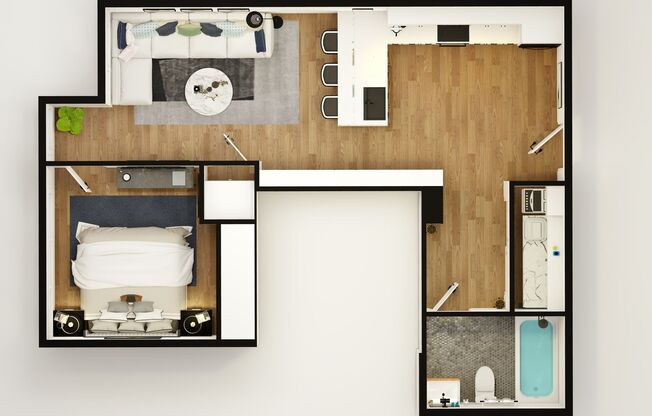 1 bed, 1 bath, 524 sqft, $1,350, Unit 301