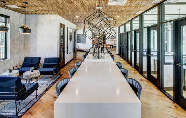 Coworking space with private, rentable office suites