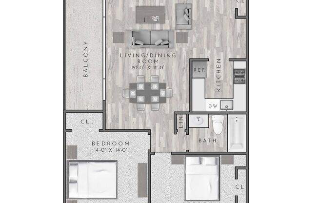 2 beds, 1 bath, 950 sqft, $2,605