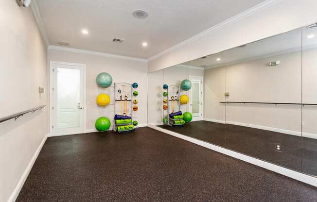 yoga studio at Grandeville on Saxon apartments in Orange City, Florida