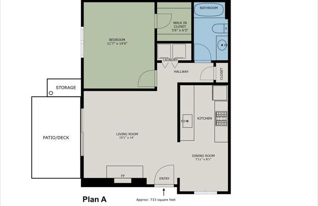 1 bed, 1 bath, 733 sqft, $2,441