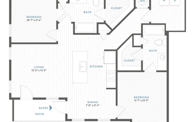 2 beds, 2 baths, 1,112 sqft, $1,614