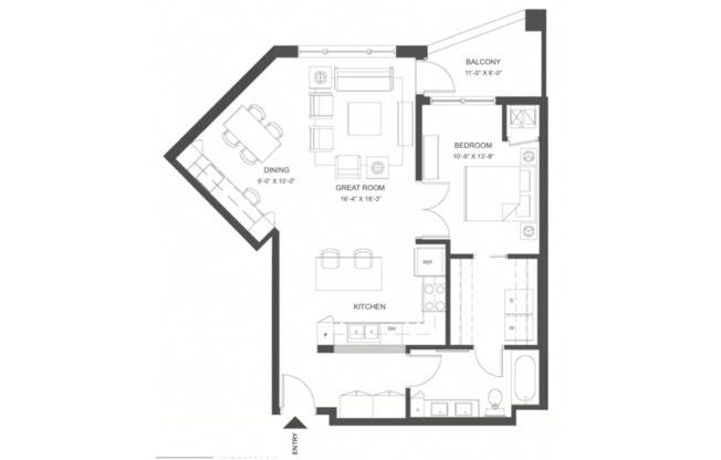 1 bed, 1 bath, 890 sqft, $2,095, Unit The Reserve #330