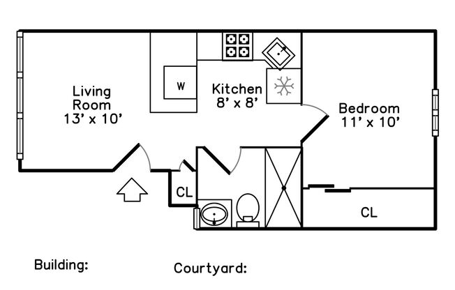 1 bed, 1 bath, 375 sqft, $1,295, Unit 52-1W