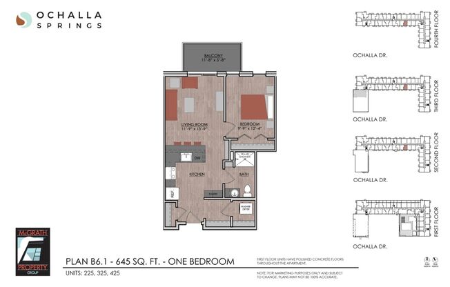 1 bed, 1 bath, 645 sqft, $1,595, Unit 225