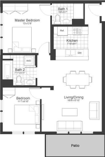 2 beds, 2 baths, 927 sqft, $4,200