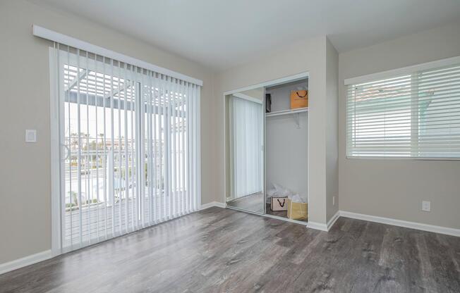 a room with a large window