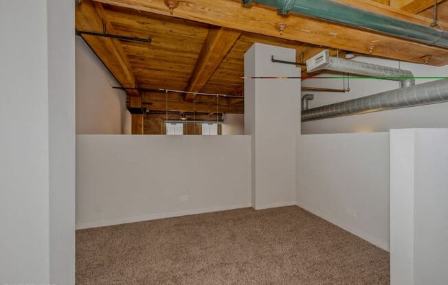 Loft bedroom at Carriage House Lofts, Illinois