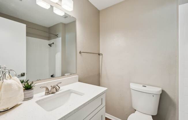 A white toilet sits next to a sink in a bathroom.