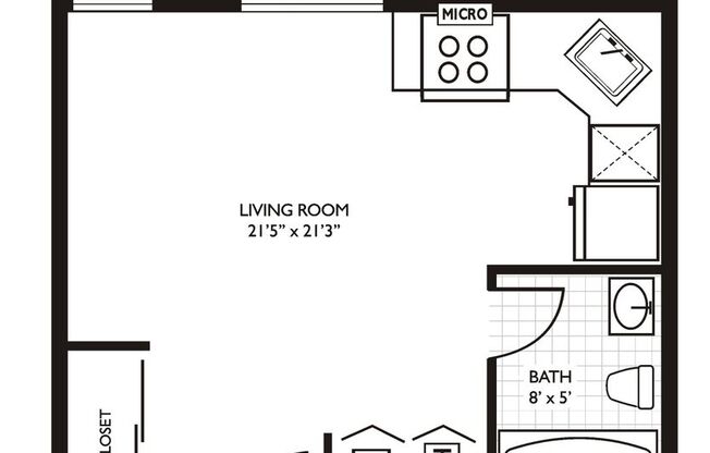 Studio, 1 bath, 280 sqft, $1,650, Unit 511