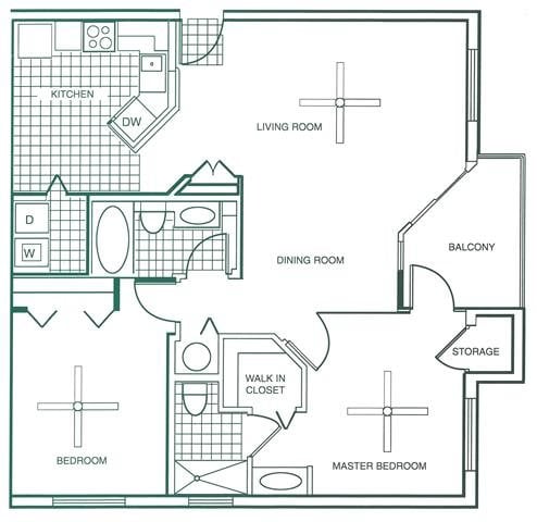 2 beds, 2 baths, 1,154 sqft, $2,564