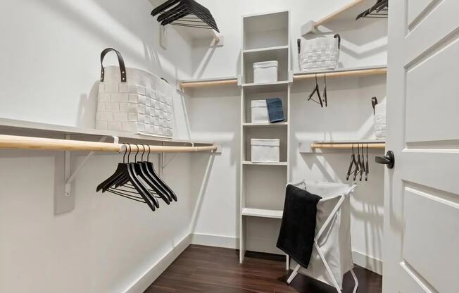 Walk In Closet with Built In Shelves
