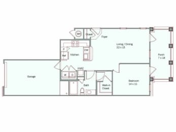 1 bed, 1 bath, 725 sqft, $2,034
