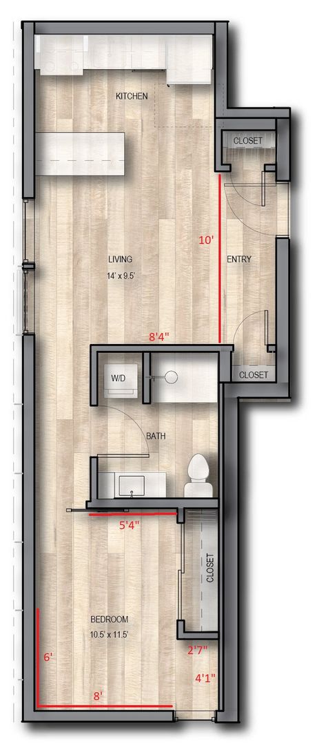 1 bed, 1 bath, 535 sqft, $1,800, Unit Unit 606