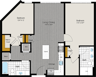 2 beds, 2 baths, 996 sqft, $2,681